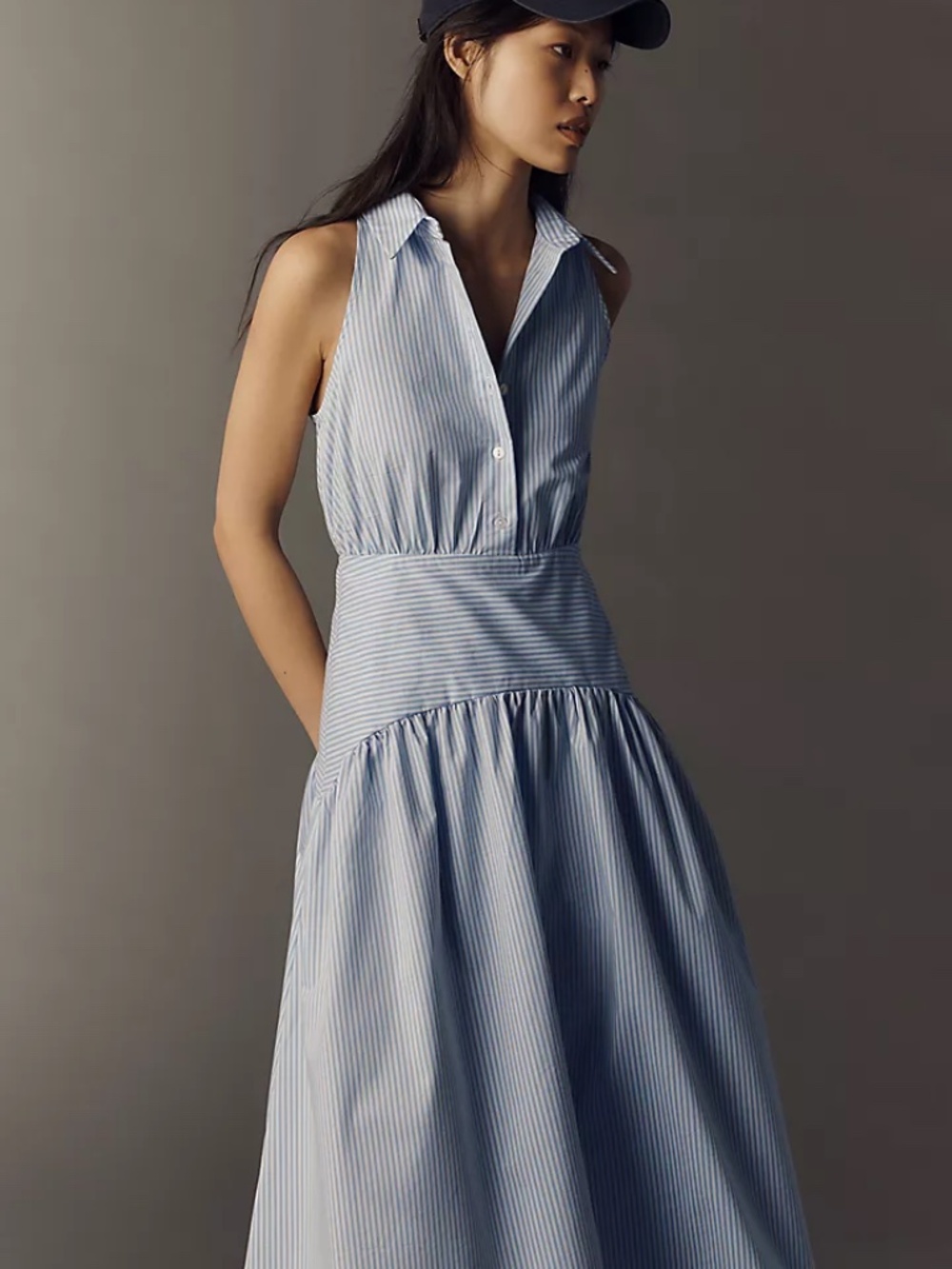 Tobie Drop-Waist Midi Shirtdress by Exquise  orig. $198.00